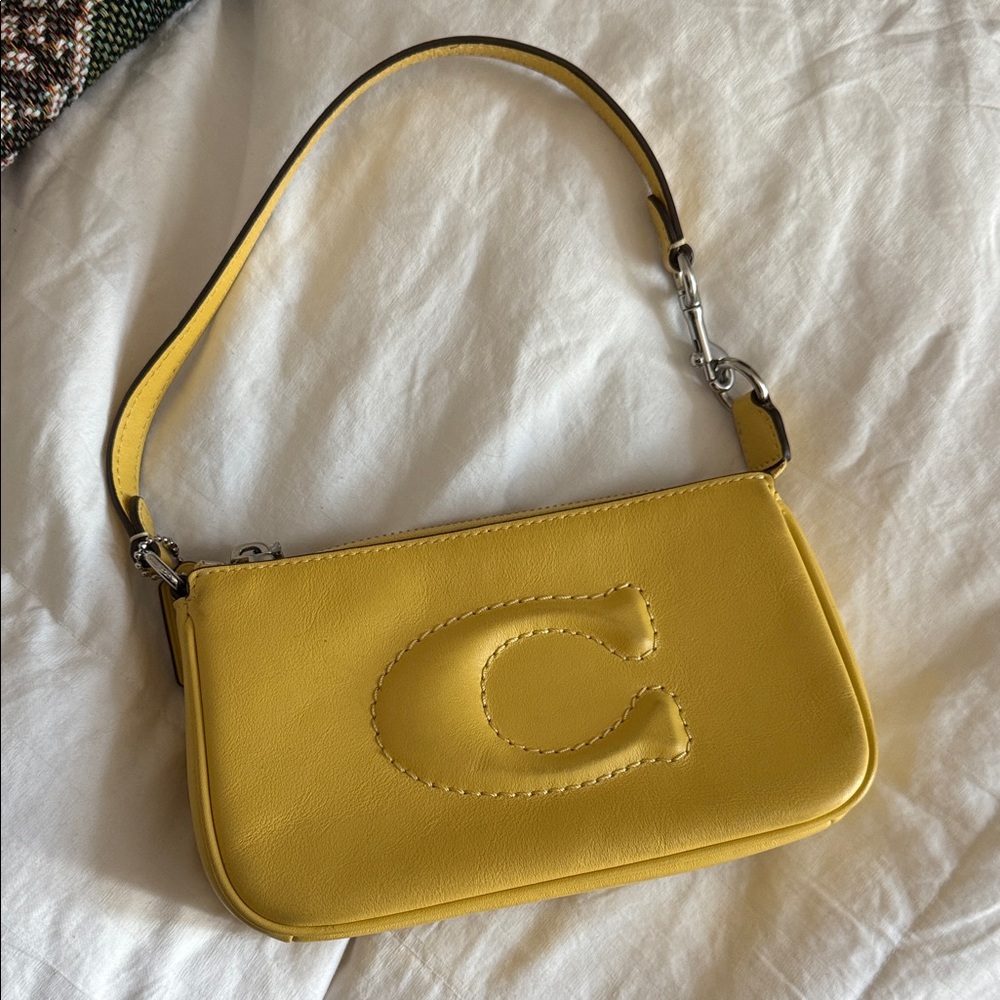 Authentic Yellow Leather Coach Bag